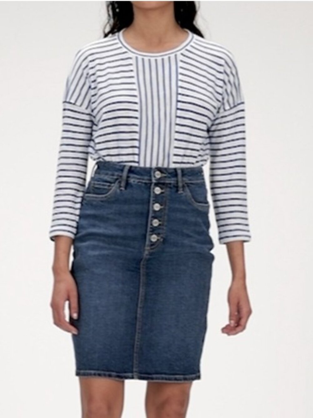 Banana Republic Blue Denim Button-Front Pencil Skirt